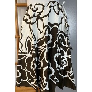 Vintage 80s Floral Boho Skirt Sz M Brown White Cotton Cottagecore Party India